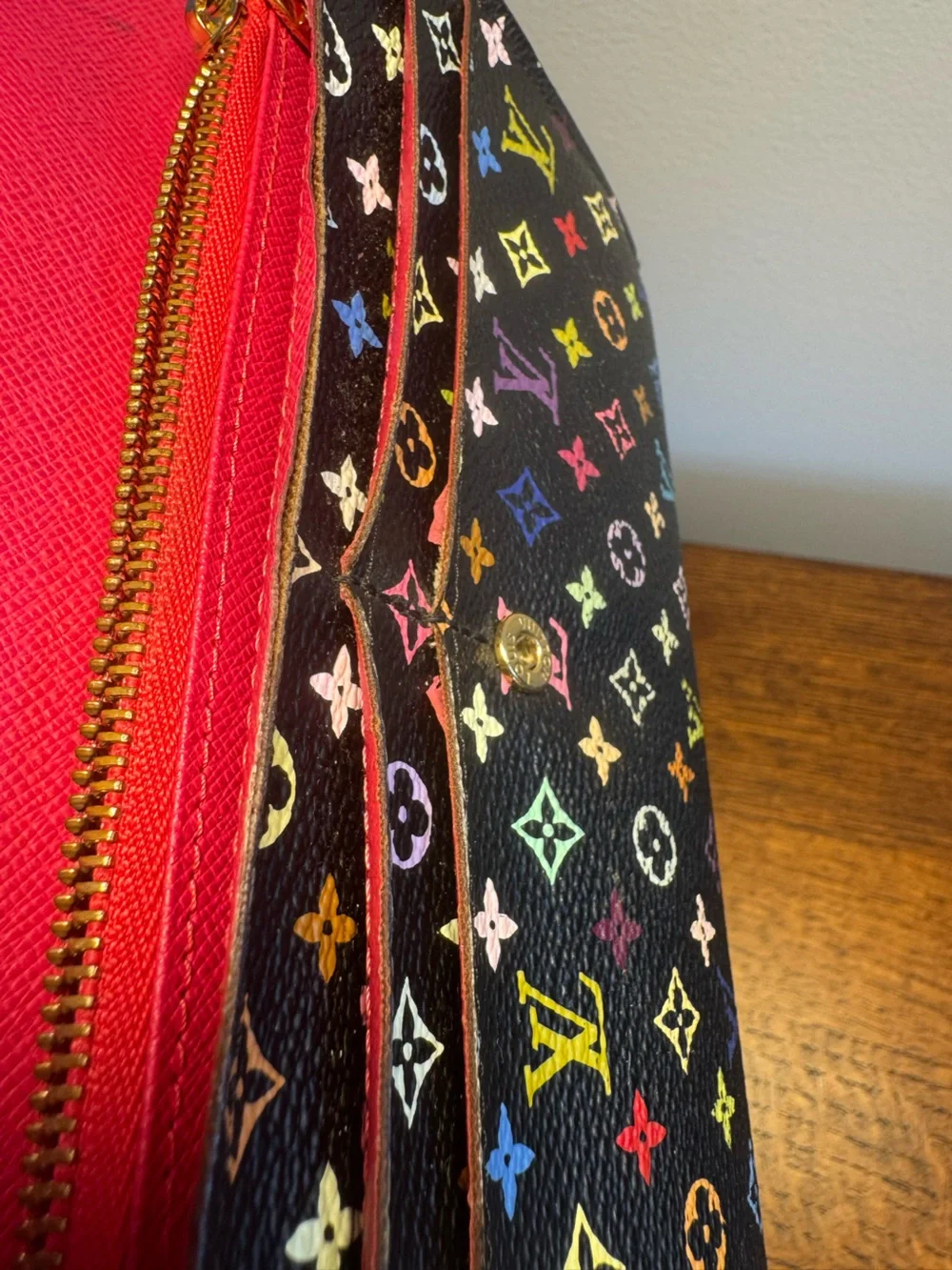 Louis Vuitton Monogram Multicolor Sarah Black Murakami Wallet w/COA
